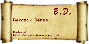 Barcsik Dénes névjegykártya